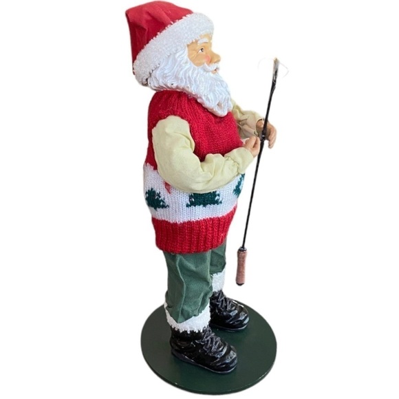 Vintage Christmas Decorations Santa Claus With Fishing Pole - Picture 2 of 6